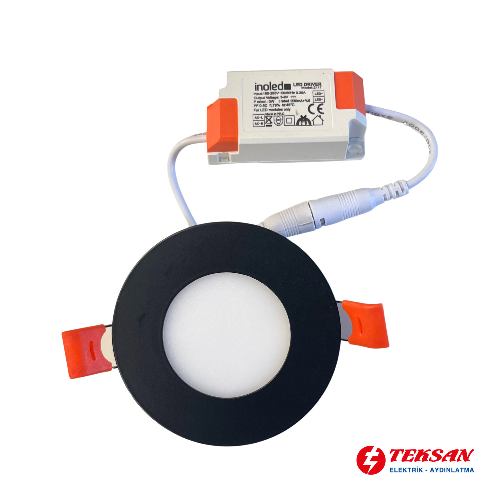 İnoled 3W Sıva Altı Yuvarlak LED Panel (Siyah Kasa-3000K) 2803-02