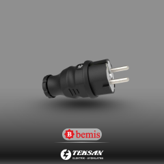 BEMİS DÜZ FİŞ SİYAH 1X16A. IP44BK1-1402-2011