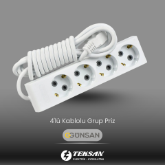 GÜNSAN 4'lü 5 mt. Kablolu Visage Grup Priz